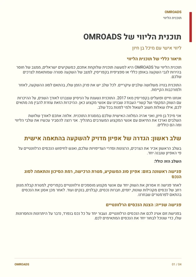תוכנית הליווי המקורית